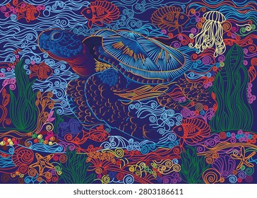 Coloring book illustration line design	