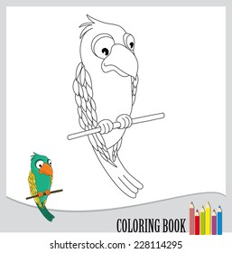 Coloring book - illustration of parrot (vector)
