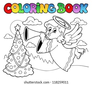 Coloring book image with angel 2 - vector illustration.