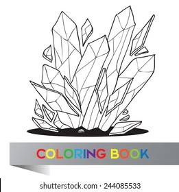 Coloring book  with image of crystal  - vector illustration