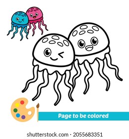 Coloring book, jellyfish vector image