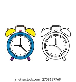 coloring book for kid alarm clock vector