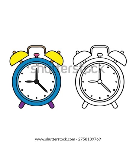 coloring book for kid alarm clock vector