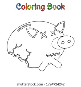 coloring book kid broken piggy bank
