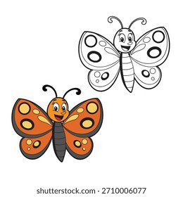 Libro para colorear para el Vector de la mariposa del niño