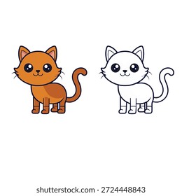 coloring book for kid a cat vector 