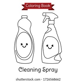 coloring book kid chibi cleaning spray
