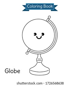 coloring book kid chibi globe