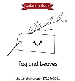 coloring book kid chibi tag and leaves