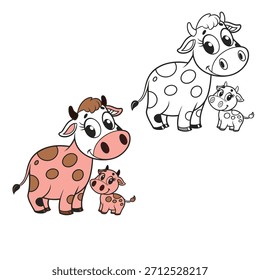 livro de colorir para vetor de vaca infantil