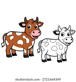 Libro de colorear para el niño un Vector de vaca 