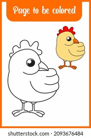 coloring book for kid. coloring cute chicken.