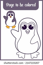 libro de colores para el niño pingüino lindo