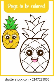 coloring book for kid cute pineapple