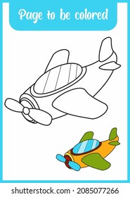 coloring book for kid. coloring cute plane.