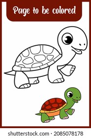 Farbbuch für Kinder. färbende süße Schildkröte.