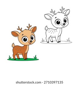 livro de colorir para cabrito veado vetor