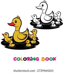livro de colorir para criança um pato e vetor de pato 