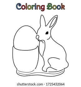 coloring book kid easter egg and rabbit