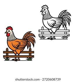coloring book for kid hen vector 