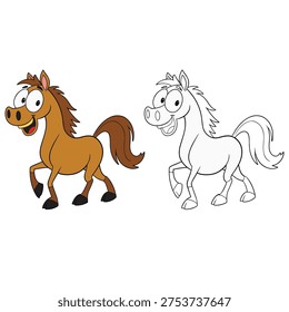 coloring book for kid horse vector 