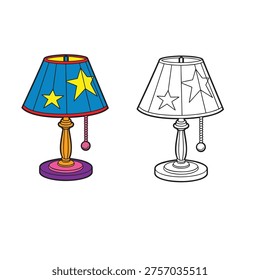 coloring book for kid lamp vector 