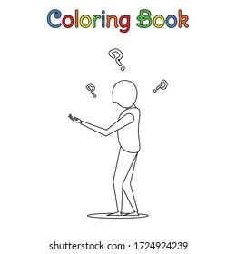 coloring book kid man questioning thing