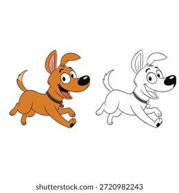 Libro de colorear para el Vector de perro de pose de correr para niños 