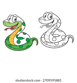 livro de colorir para criança vetor de cobra