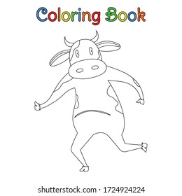 coloring book kid standing cow
