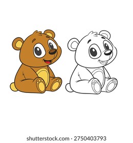 coloring book for kid teddy bear vector