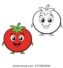 livro de coloração para o vetor de tomate infantil 