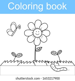 libro de colores para niños, flores vectoriales