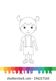 Coloring book kid, vector illustration.