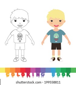 Coloring book kid, vector illustration.