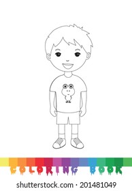 Coloring book kid, vector illustration.