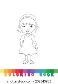 Coloring book kid, vector illustration.