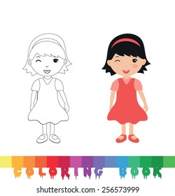 Coloring book with kid - vector illustration.