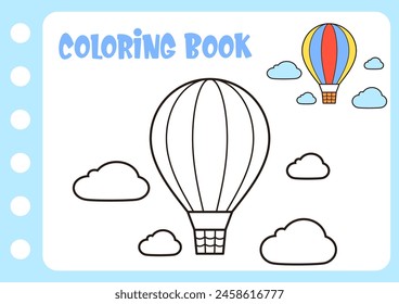 coloring book for kids. Airship coloring for children.