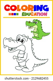 Coloring book for kids , alligator 