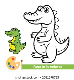 Coloring Book For Kids, Alligator Vector