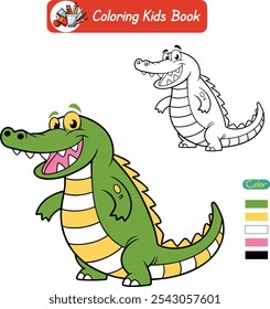 Coloring book for kids alligator vector