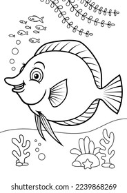 coloring book for kids, animals cartoons, undersea, underwater coloring book, ocean animals for coloring, cartoon coloring, and Outline vector illustration for children. Cute cartoon characters, Yell