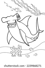 coloring book for kids, animals cartoons, undersea, underwater coloring book, ocean animals for coloring, cartoon coloring, and Outline vector illustration for children. Cute cartoon character, Hamm