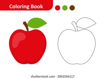 Coloring Book For Kids, Apple Vector