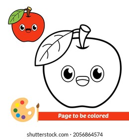 Coloring book for kids, apple vector