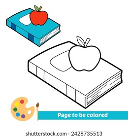coloring book for kids, apple and book vector