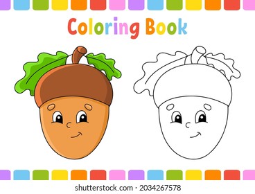 Coloring book for kids. Autumn theme. Cartoon character. Vector illustration. Fantasy page for children. Black contour silhouette. Isolated on white background.