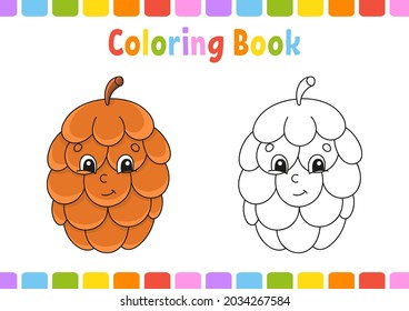 Coloring book for kids. Autumn theme. Cartoon character. Vector illustration. Fantasy page for children. Black contour silhouette. Isolated on white background.
