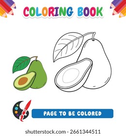 Coloring book for kids avocado vector
